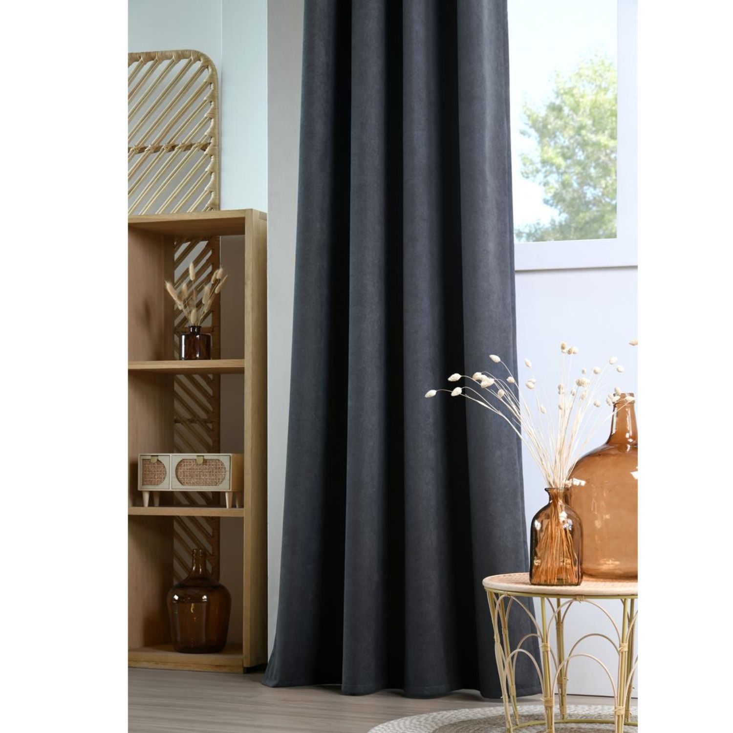 Tissu pour rideaux Harvard - Isolant thermique Velours Anthracite-1 Tissu pour rideaux Harvard - Isolant thermique Velours Anthracite-1