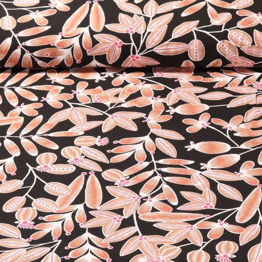 Viscose - Feuilles Brun foncé