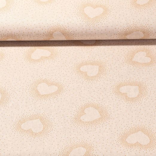 Canvas - Herzen Leinenlook Beige 
