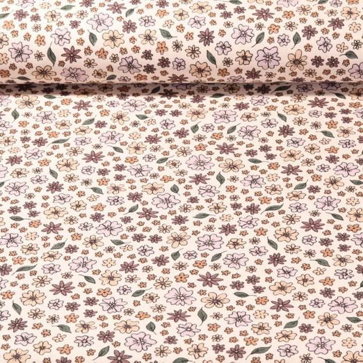 Toile canevas - Feuilles de saule Aspect lin Vanille
