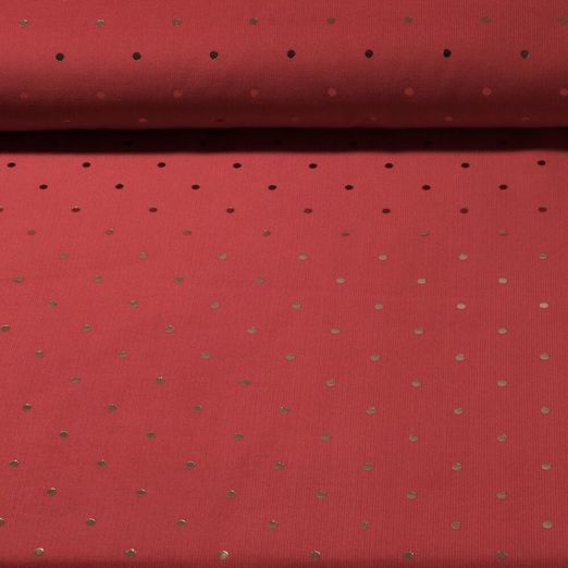 Velours côtelé Babycord / milleraies - Impression sur film Pois Doré Rouge