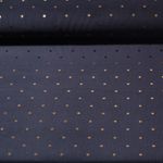 Velours côtelé Babycord / milleraies - Impression sur film Pois Doré Bleu marine foncé
