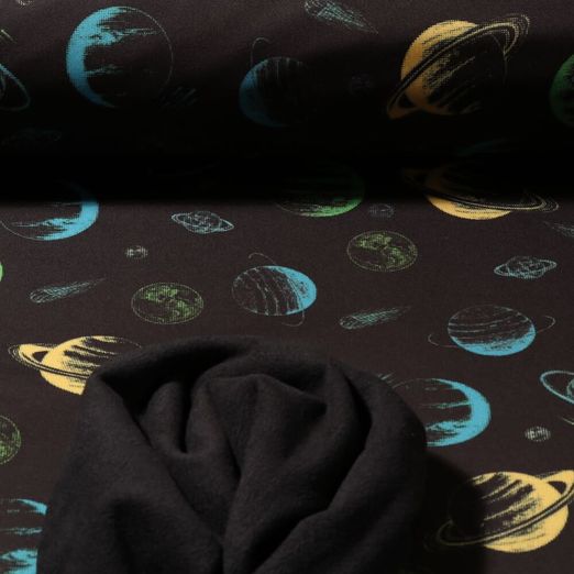 Softshell - Digitaldruck Planeten Schwarz Gelb