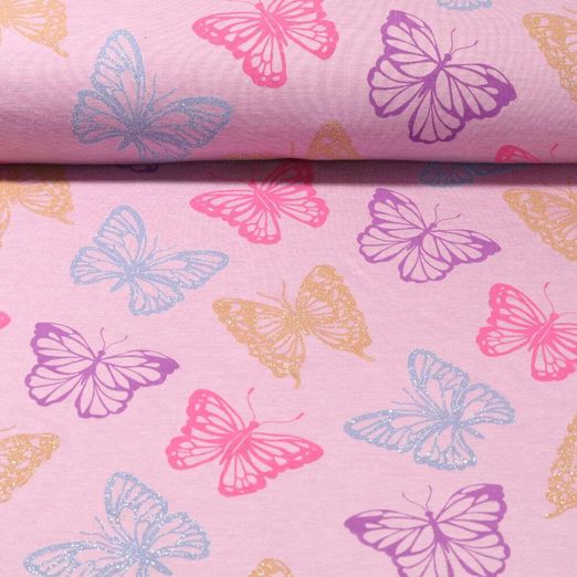 Jersey -  Papillons Pailleté Mélange lilas Teinté dans la masse