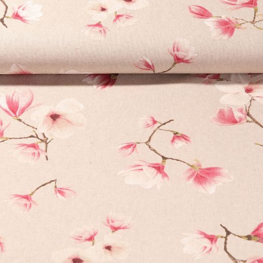 Toile canevas - Magnolias Aspect lin Beige