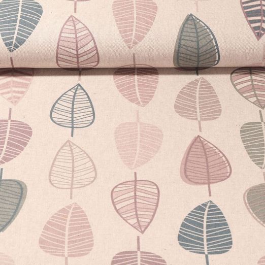 Toile canevas - Feuilles Aspect lin Beige