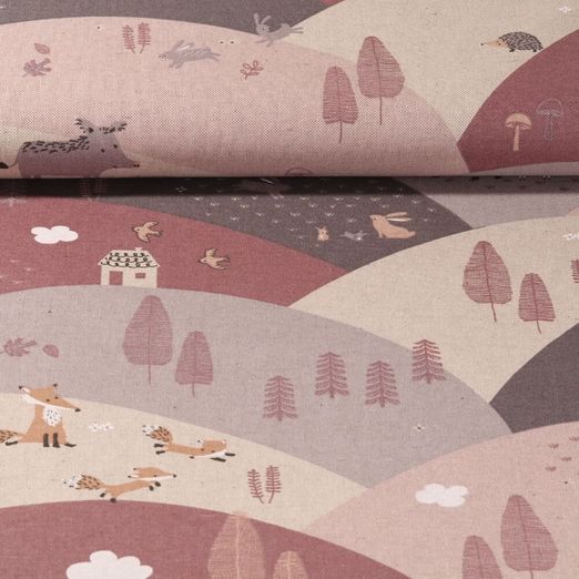 Toile canevas - Animaux de la forêt Aspect lin Multicolore