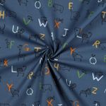 Bio Baumwolle Popeline - Tierisches Alphabet Jeansblau Bio Baumwolle Popeline - Tierisches Alphabet Jeansblau
