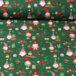 Baumwolle Webware - Wichtelweihnacht Grün