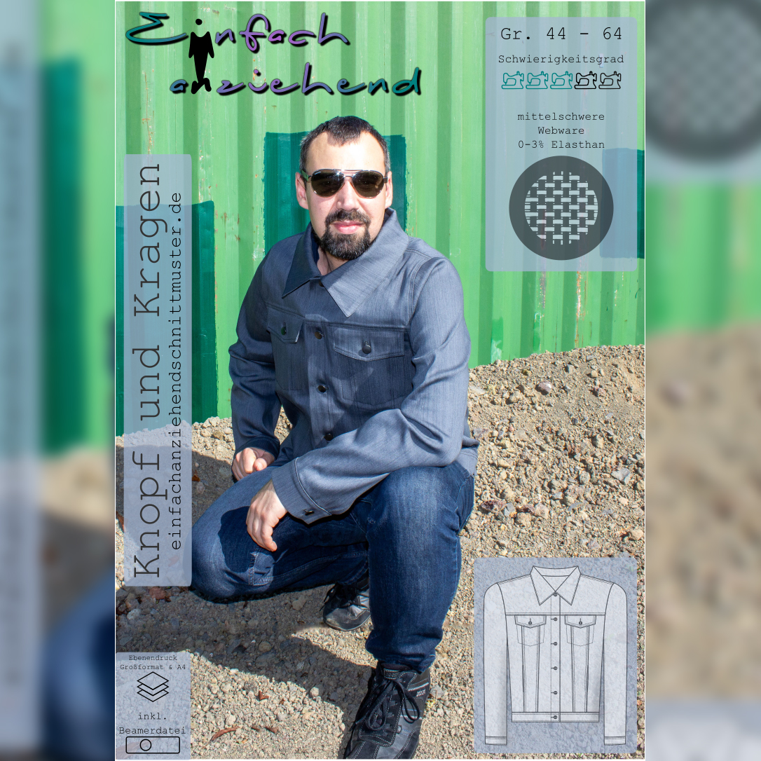 Jeansjacke - Knopf und Kragen Herren - Schnittmuster eBook-1 Jeansjacke - Knopf und Kragen Herren - Schnittmuster eBook-1