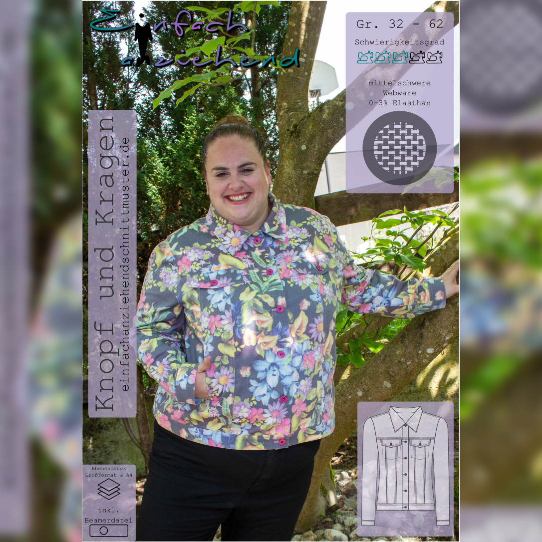 Jeansjacke - Knopf und Kragen Damen - Schnittmuster eBook-1 Jeansjacke - Knopf und Kragen Damen - Schnittmuster eBook-1