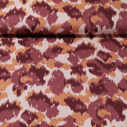 Viscose - Lurex Léopard Ecru Bordeaux