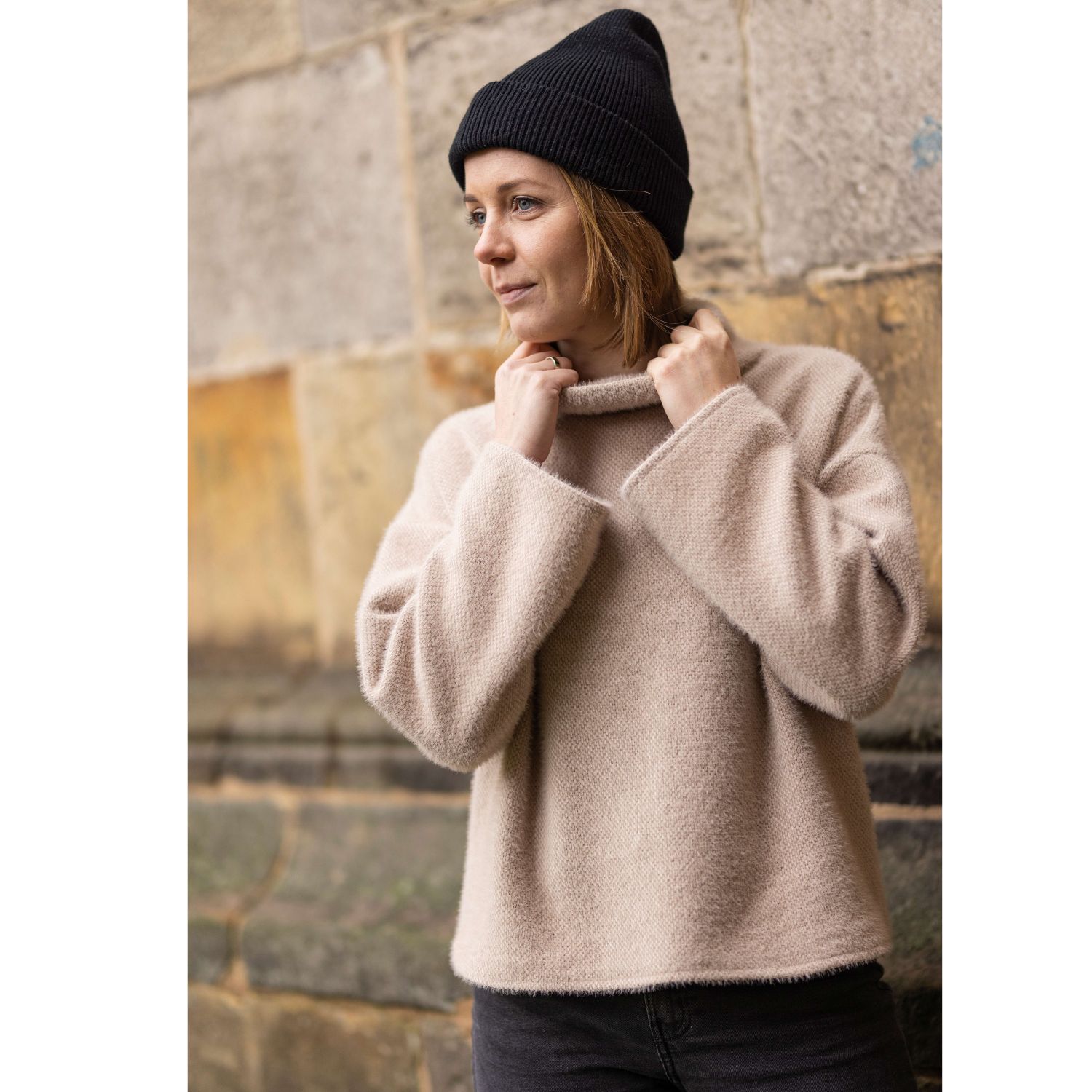 Tissu de manteau Sweat tricoté Lilian - Sable-1 Tissu de manteau Sweat tricoté Lilian - Sable-1