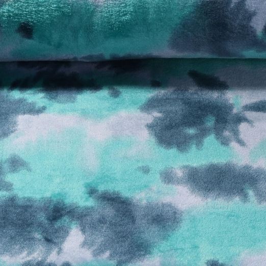 Kuschelfleece - Tie Dye Smaragdgrün