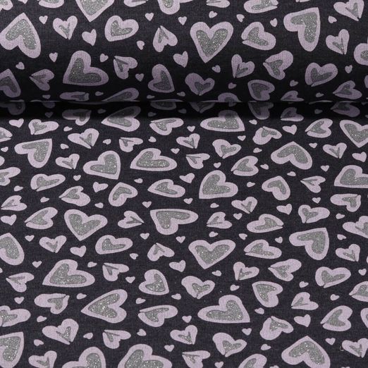 Sweat - Coeurs Brillant Indigo Melange Gratté