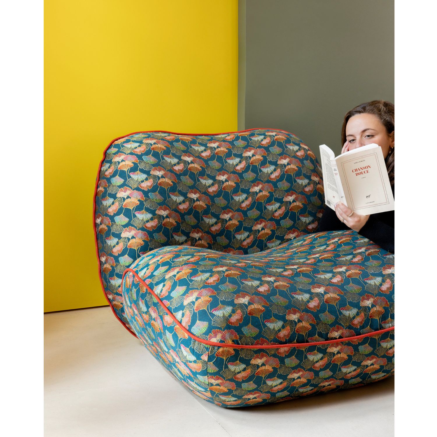 Gobelin - Jacquard Ginkgo shalimar Bleu pétrole-1 Gobelin - Jacquard Ginkgo shalimar Bleu pétrole-1