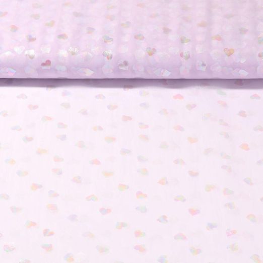 Tulle - Coeurs arc-en-ciel Lilas