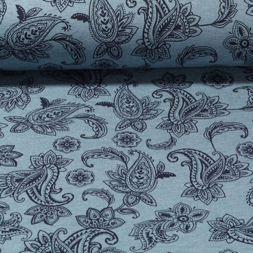 Sweat - Paisley Fleurs Mélange bleu pétrole Gratté