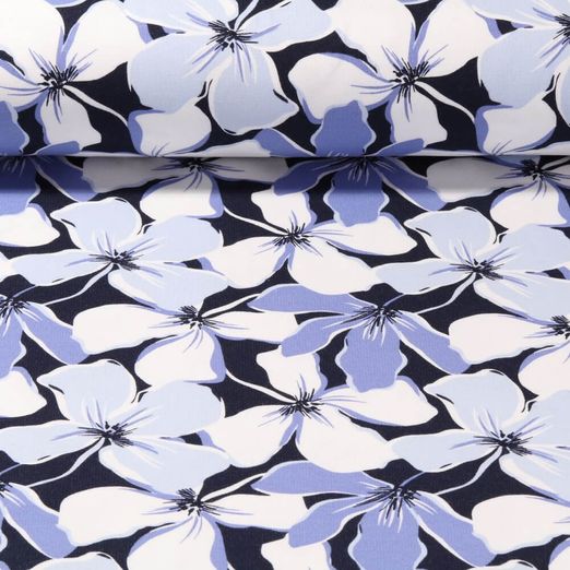 Sweat soft gratté - Fleurs Bleu marine foncé