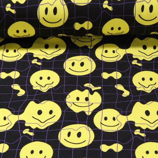 Sweat - Digitaldruck Smileys Schwarz  Angeraut