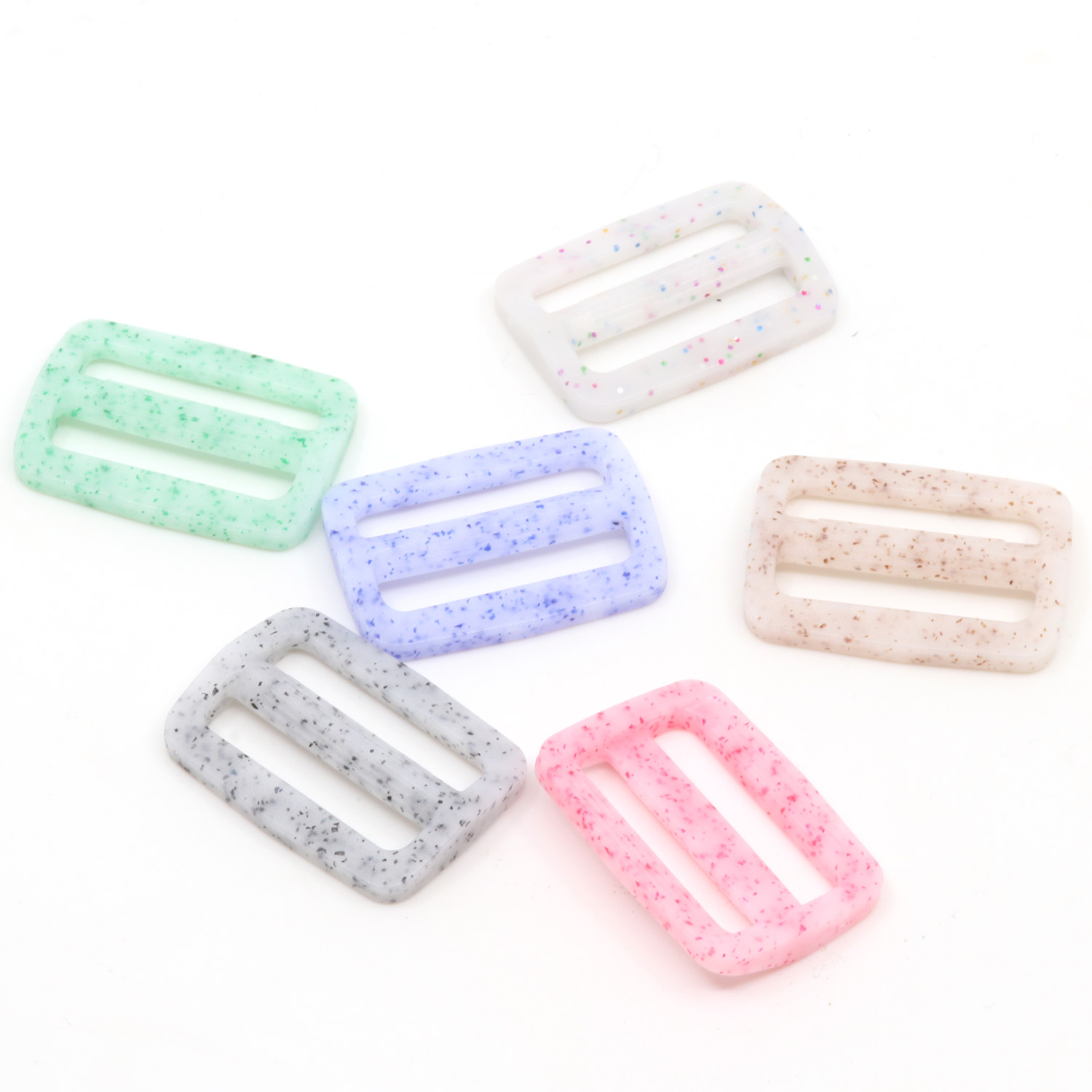 Boucles coulissantes en plastique marbré 25mm - 4 pièces-1 Boucles coulissantes en plastique marbré 25mm - 4 pièces-1
