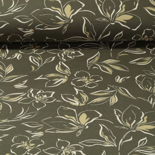 Sweat été - French Terry Impression digitale Fleurs Vert