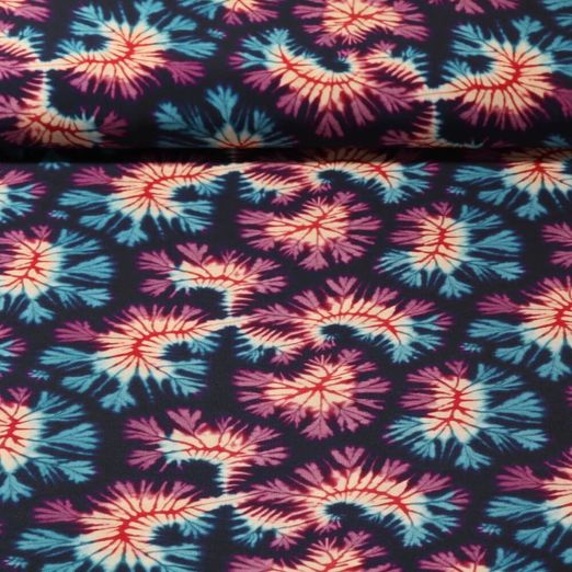 Viskose Popeline - Digitaldruck Kleines Batikmuster Schwarz Lila