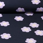 Sommersweat - French Terry Große Blumen Navy Schlingenstruktur