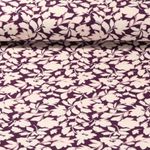 Bambus Viskosejersey - Blätter Und Blumen Aubergine