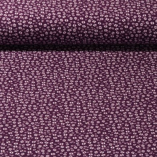 Bambou Jersey viscose - Petites fleurs Aubergine