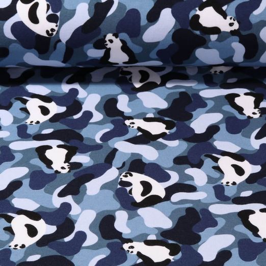 Sweat soft gratté - Panda Camouflage Bleu marine foncé