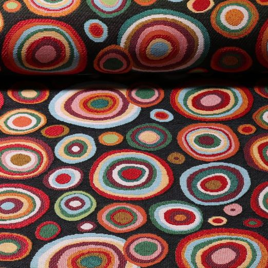 Gobelin - Jacquard Bunte Kreise Schwarz Multicolor