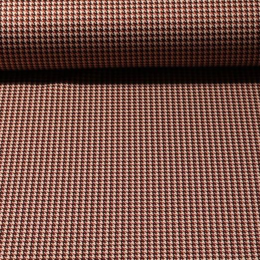 Tissu mode - Jacquard Pied-de-poule Petit Rouge brique