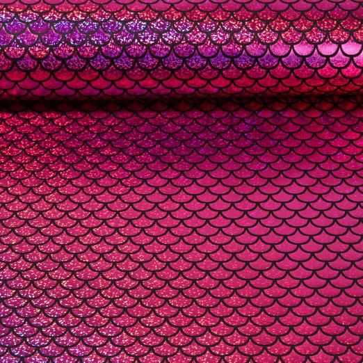 Faschingsstoff - Meerjungfrau Foliendruck Pink