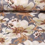 Velours - Impression digitale Fleurs Gris