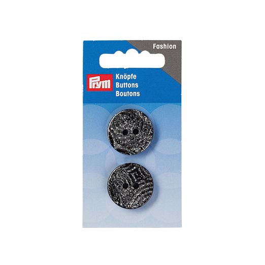 PRYM Bouton 2 trous pailleté 23 mm gris foncé PRYM Bouton 2 trous pailleté 23 mm gris foncé