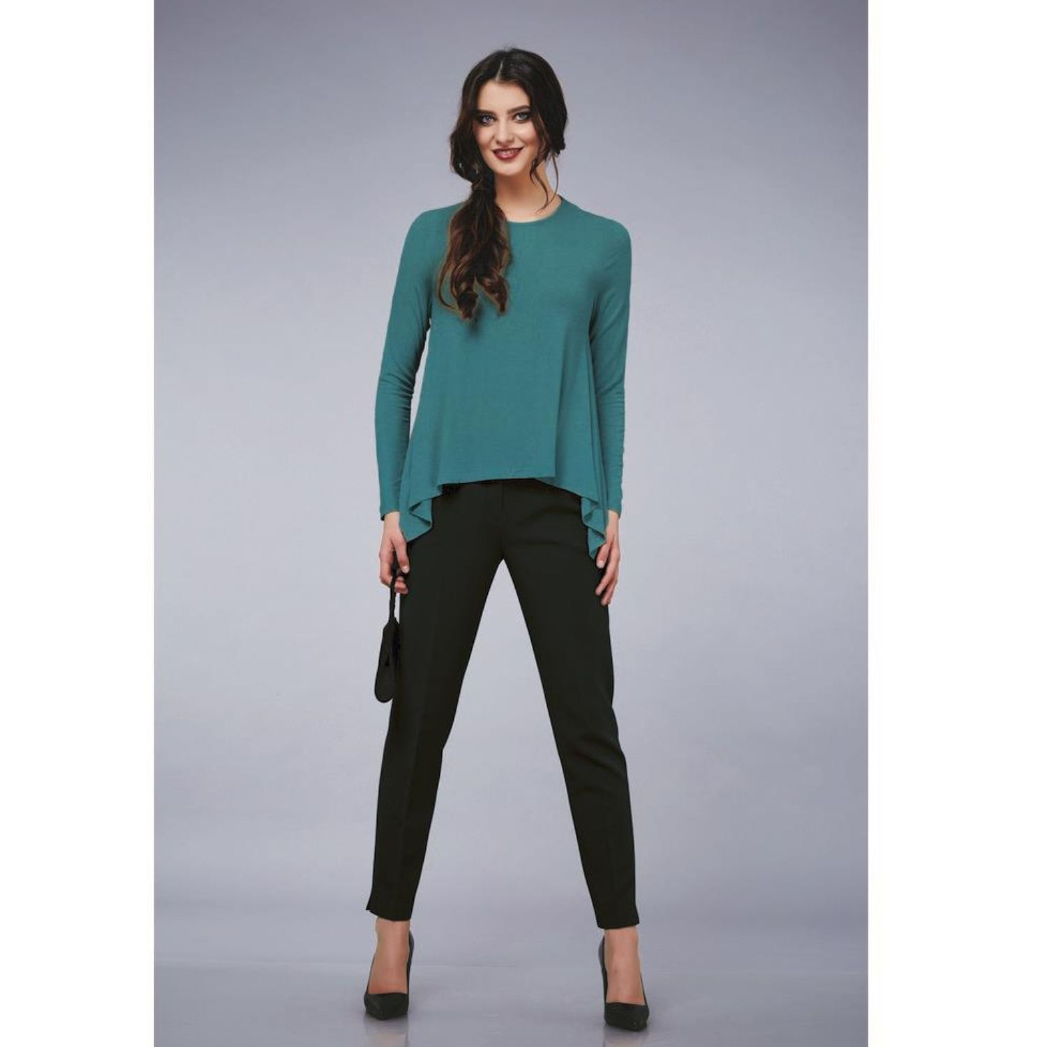 Tissu pantalon - Uni Noir Élasticité transversale-1 Tissu pantalon - Uni Noir Élasticité transversale-1