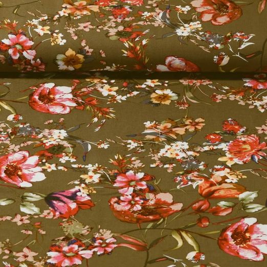 Popeline de viscose - Fleursmix Vert