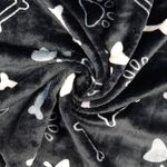Kuschelfleece - Doubleface Pfoten und Knochen Schwarz Kuschelfleece - Doubleface Pfoten und Knochen Schwarz