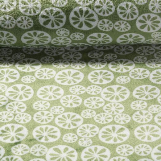 Kuschelfleece - Doubleface Blumen Grün