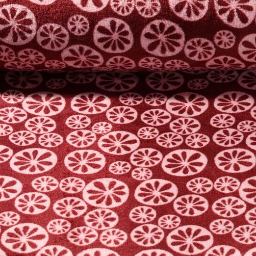 Polaire ultra douce - Double face Fleurs Bordeaux