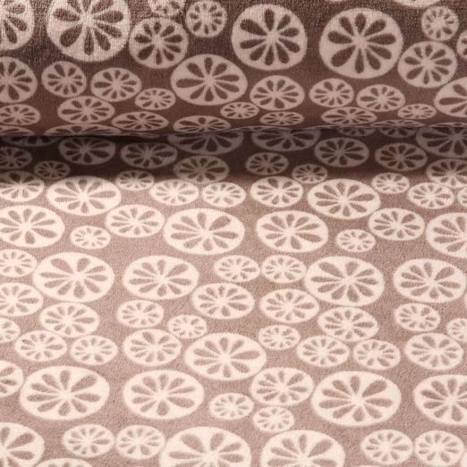 Kuschelfleece - Doubleface Blumen Braun