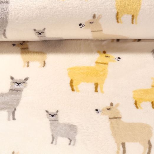 Kuschelfleece - Doubleface Alpakas Ecru