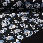 Tissu veste matelassé - Viscose Fleurs Noir Bleu