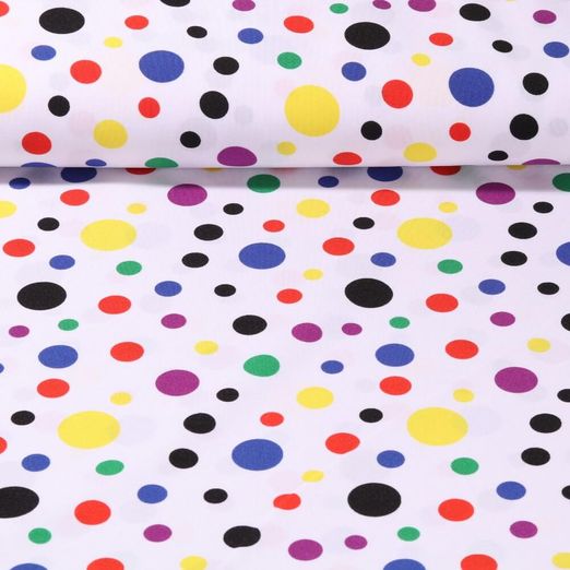 Tissu de carnaval - Pois Multicolore Blanc