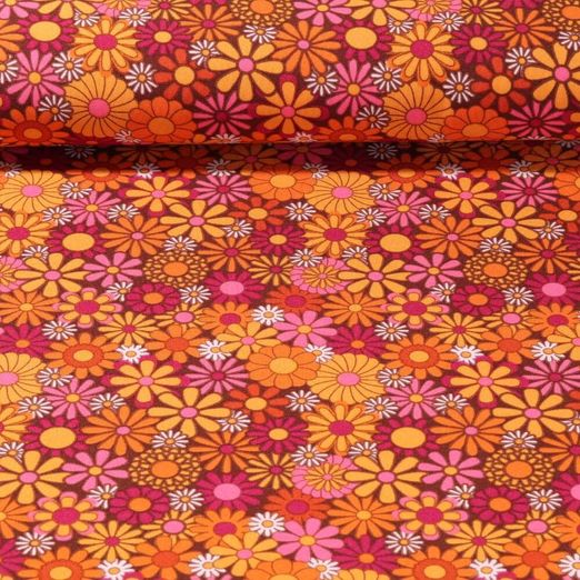 Faschingsstoff - Kleine Blumen Orange