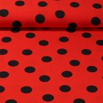 Faschingsstoff - Große Punkte Rot Schwarz
