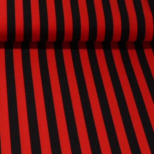 Faschingsstoff - Streifen Rot Schwarz