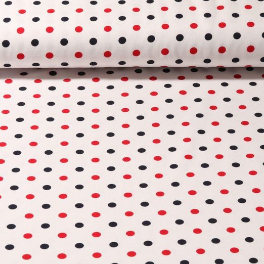 Jersey - Pois Ecru Bleu