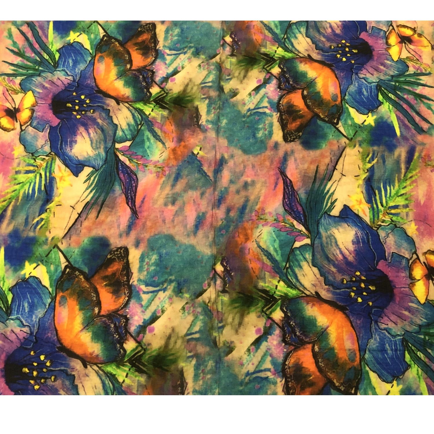 Popeline viscose - Impression digitale Papillons Multicolore-0 Popeline viscose - Impression digitale Papillons Multicolore-0